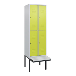C+P Doppelstock-Spind Classic PLUS, Bank, 2 Abteile, 2120x600x815mm, 7035/0024 Verschluss Zylinderschloss Sitzbanktyp auskragend Material Sitzfläche Kunststoff