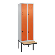 C+P Doppelstock-Spind Classic PLUS, Bank, 2 Abteile, 2120x600x815mm, 7035/2004 Verschluss Sicherheits-Drehriegel Sitzbanktyp auskragend Material Sitzfläche Buche-Hartholz