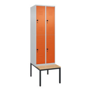 C+P Doppelstock-Spind Classic PLUS, Bank, 2 Abteile, 2120x600x815mm, 7035/2004 Verschluss Sicherheits-Drehriegel Sitzbanktyp untergebaut Material Sitzfläche Buche-Hartholz