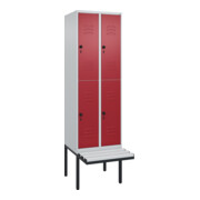 C+P Doppelstock-Spind Classic PLUS, Bank, 2 Abteile, 2120x600x815mm, 7035/3003 Verschluss Sicherheits-Drehriegel Sitzbanktyp auskragend Material Sitzfläche Kunststoff