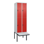C+P Doppelstock-Spind Classic PLUS, Bank, 2 Abteile, 2120x600x815mm, 7035/3020 Verschluss Sicherheits-Drehriegel Sitzbanktyp auskragend Material Sitzfläche Kunststoff