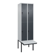 C+P Doppelstock-Spind Classic PLUS, Bank, 2 Abteile, 2120x600x815mm, 7035/7016 Verschluss Sicherheits-Drehriegel Sitzbanktyp auskragend Material Sitzfläche Kunststoff