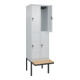 C+P Doppelstock-Spind Classic PLUS, Bank, 2 Abteile, 2120x600x815mm, 7035/7035 Verschluss Sicherheits-Drehriegel Sitzbanktyp auskragend Material Sitzfläche Buche-Hartholz-2