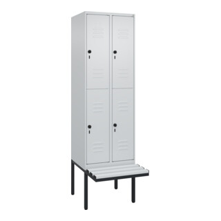 C+P Doppelstock-Spind Classic PLUS, Bank, 2 Abteile, 2120x600x815mm, 7035/7035 Verschluss Sicherheits-Drehriegel Sitzbanktyp auskragend Material Sitzfläche Kunststoff