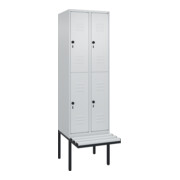 C+P Doppelstock-Spind Classic PLUS, Bank, 2 Abteile, 2120x600x815mm, 7035/7035 Verschluss Sicherheits-Drehriegel Sitzbanktyp auskragend Material Sitzfläche Kunststoff
