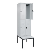 C+P Doppelstock-Spind Classic PLUS, Bank, 2 Abteile, 2120x600x815mm, 7035/7035 Verschluss Sicherheits-Drehriegel Sitzbanktyp untergebaut Material Sitzfläche Kunststoff