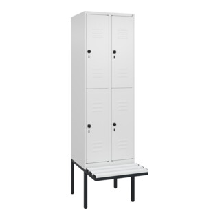 C+P Doppelstock-Spind Classic PLUS, Bank, 2 Abteile, 2120x600x815mm, 9016/9016 Verschluss Sicherheits-Drehriegel Sitzbanktyp auskragend Material Sitzfläche Kunststoff