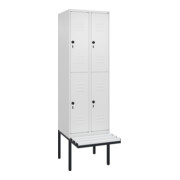 C+P Doppelstock-Spind Classic PLUS, Bank, 2 Abteile, 2120x600x815mm, 9016/9016 Verschluss Sicherheits-Drehriegel Sitzbanktyp auskragend Material Sitzfläche Kunststoff