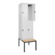 C+P Doppelstock-Spind Classic PLUS, Bank, 2 Abteile, 2120x600x815mm, 9016/9016 Verschluss Sicherheits-Drehriegel Sitzbanktyp untergebaut Material Sitzfläche Buche-Hartholz-2