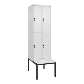 C+P Doppelstock-Spind Classic PLUS, Bank, 2 Abteile, 2120x600x815mm, 9016/9016 Verschluss Sicherheits-Drehriegel Sitzbanktyp untergebaut Material Sitzfläche Kunststoff