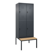 C+P Doppelstock-Spind Classic PLUS, Bank, 2 Abteile, 2120x800x815mm, 7016/7016 Verschluss Sicherheits-Drehriegel Sitzbanktyp untergebaut Material Sitzfläche Buche-Hartholz