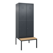 C+P Doppelstock-Spind Classic PLUS, Bank, 2 Abteile, 2120x800x815mm, 7016/7016 Verschluss Zylinderschloss Sitzbanktyp untergebaut Material Sitzfläche Buche-Hartholz