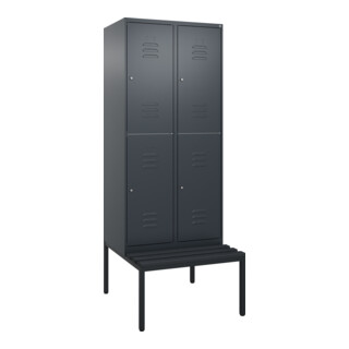 C+P Doppelstock-Spind Classic PLUS, Bank, 2 Abteile, 2120x800x815mm, 7016/7016 Verschluss Zylinderschloss Sitzbanktyp untergebaut Material Sitzfläche Kunststoff
