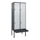 C+P Doppelstock-Spind Classic PLUS, Bank, 2 Abteile, 2120x800x815mm, 7016/7035 Verschluss Sicherheits-Drehriegel Sitzbanktyp auskragend Material Sitzfläche Kunststoff-1