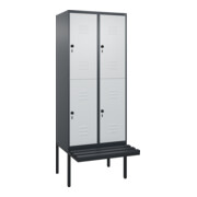 C+P Doppelstock-Spind Classic PLUS, Bank, 2 Abteile, 2120x800x815mm, 7016/7035 Verschluss Sicherheits-Drehriegel Sitzbanktyp auskragend Material Sitzfläche Kunststoff
