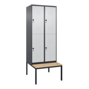 C+P Doppelstock-Spind Classic PLUS, Bank, 2 Abteile, 2120x800x815mm, 7016/7035 Verschluss Sicherheits-Drehriegel Sitzbanktyp untergebaut Material Sitzfläche Buche-Hartholz