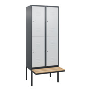 C+P Doppelstock-Spind Classic PLUS, Bank, 2 Abteile, 2120x800x815mm, 7016/7035 Verschluss Zylinderschloss Sitzbanktyp auskragend Material Sitzfläche Buche-Hartholz