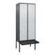 C+P Doppelstock-Spind Classic PLUS, Bank, 2 Abteile, 2120x800x815mm, 7016/7035 Verschluss Zylinderschloss Sitzbanktyp auskragend Material Sitzfläche Kunststoff-1