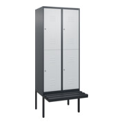 C+P Doppelstock-Spind Classic PLUS, Bank, 2 Abteile, 2120x800x815mm, 7016/7035 Verschluss Zylinderschloss Sitzbanktyp auskragend Material Sitzfläche Kunststoff