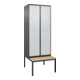 C+P Doppelstock-Spind Classic PLUS, Bank, 2 Abteile, 2120x800x815mm, 7016/7035 Verschluss Zylinderschloss Sitzbanktyp untergebaut Material Sitzfläche Buche-Hartholz-1