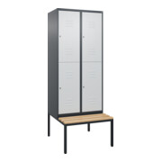 C+P Doppelstock-Spind Classic PLUS, Bank, 2 Abteile, 2120x800x815mm, 7016/7035 Verschluss Zylinderschloss Sitzbanktyp untergebaut Material Sitzfläche Buche-Hartholz