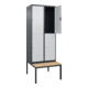 C+P Doppelstock-Spind Classic PLUS, Bank, 2 Abteile, 2120x800x815mm, 7016/7035 Verschluss Zylinderschloss Sitzbanktyp untergebaut Material Sitzfläche Buche-Hartholz-2