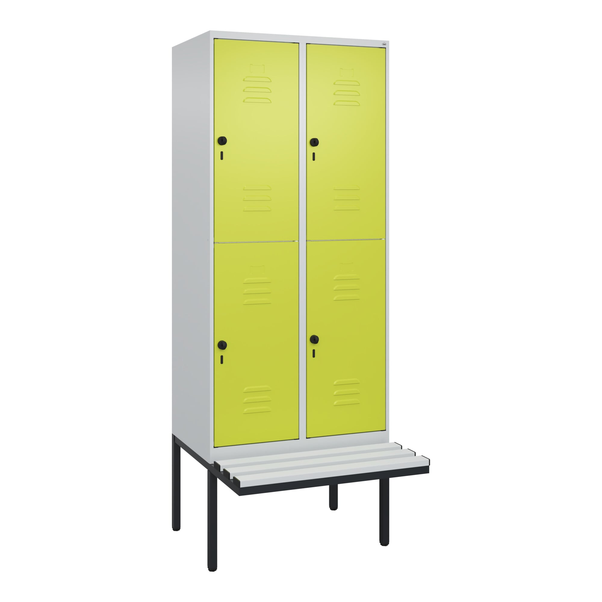 C+P Doppelstock-Spind Classic PLUS, Bank, 2 Abteile, 2120x800x815mm, 7035/0024 Verschluss Sicherheits-Drehriegel Sitzbanktyp auskragend Material Sitzf