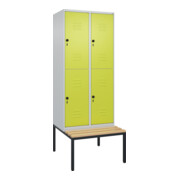 C+P Doppelstock-Spind Classic PLUS, Bank, 2 Abteile, 2120x800x815mm, 7035/0024 Verschluss Sicherheits-Drehriegel Sitzbanktyp untergebaut Material Sitzfläche Buche-Hartholz