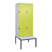 C+P Doppelstock-Spind Classic PLUS, Bank, 2 Abteile, 2120x800x815mm, 7035/0024 Verschluss Sicherheits-Drehriegel Sitzbanktyp untergebaut Material Sitzfläche Kunststoff
