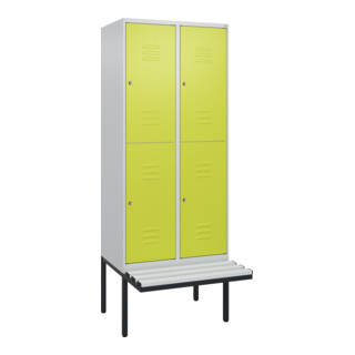 C+P Doppelstock-Spind Classic PLUS, Bank, 2 Abteile, 2120x800x815mm, 7035/0024 Verschluss Zylinderschloss Sitzbanktyp auskragend Material Sitzfläche Kunststoff