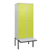 C+P Doppelstock-Spind Classic PLUS, Bank, 2 Abteile, 2120x800x815mm, 7035/0024 Verschluss Zylinderschloss Sitzbanktyp auskragend Material Sitzfläche Kunststoff