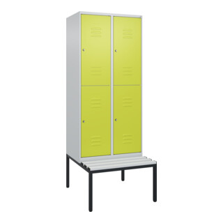 C+P Doppelstock-Spind Classic PLUS, Bank, 2 Abteile, 2120x800x815mm, 7035/0024 Verschluss Zylinderschloss Sitzbanktyp untergebaut Material Sitzfläche Kunststoff