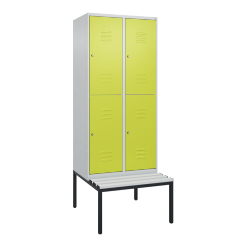 C+P Doppelstock-Spind Classic PLUS, Bank, 2 Abteile, 2120x800x815mm, 7035/0024 Verschluss Zylinderschloss Sitzbanktyp untergebaut Material Sitzfläche Kunststoff