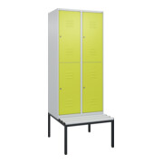 C+P Doppelstock-Spind Classic PLUS, Bank, 2 Abteile, 2120x800x815mm, 7035/0024 Verschluss Zylinderschloss Sitzbanktyp untergebaut Material Sitzfläche Kunststoff