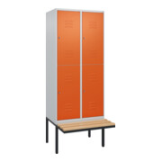 C+P Doppelstock-Spind Classic PLUS, Bank, 2 Abteile, 2120x800x815mm, 7035/2004 Verschluss Zylinderschloss Sitzbanktyp auskragend Material Sitzfläche Buche-Hartholz
