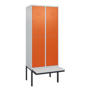 C+P Doppelstock-Spind Classic PLUS, Bank, 2 Abteile, 2120x800x815mm, 7035/2004 Verschluss Zylinderschloss Sitzbanktyp auskragend Material Sitzfläche Kunststoff