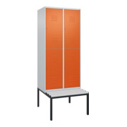 C+P Doppelstock-Spind Classic PLUS, Bank, 2 Abteile, 2120x800x815mm, 7035/2004 Verschluss Zylinderschloss Sitzbanktyp untergebaut Material Sitzfläche Kunststoff