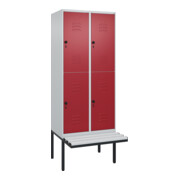C+P Doppelstock-Spind Classic PLUS, Bank, 2 Abteile, 2120x800x815mm, 7035/3003 Verschluss Sicherheits-Drehriegel Sitzbanktyp auskragend Material Sitzfläche Kunststoff