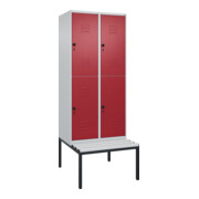 C+P Doppelstock-Spind Classic PLUS, Bank, 2 Abteile, 2120x800x815mm, 7035/3003 Verschluss Sicherheits-Drehriegel Sitzbanktyp untergebaut Material Sitzfläche Kunststoff