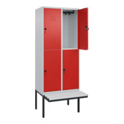 C+P Doppelstock-Spind Classic PLUS, Bank, 2 Abteile, 2120x800x815mm, 7035/3020 Verschluss Sicherheits-Drehriegel Sitzbanktyp auskragend Material Sitzfläche Kunststoff