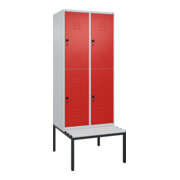 C+P Doppelstock-Spind Classic PLUS, Bank, 2 Abteile, 2120x800x815mm, 7035/3020 Verschluss Sicherheits-Drehriegel Sitzbanktyp untergebaut Material Sitzfläche Kunststoff