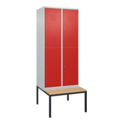 C+P Doppelstock-Spind Classic PLUS, Bank, 2 Abteile, 2120x800x815mm, 7035/3020 Verschluss Zylinderschloss Sitzbanktyp untergebaut Material Sitzfläche Buche-Hartholz