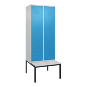 C+P Doppelstock-Spind Classic PLUS, Bank, 2 Abteile, 2120x800x815mm, 7035/5012 Verschluss Zylinderschloss Sitzbanktyp untergebaut Material Sitzfläche Kunststoff