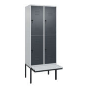 C+P Doppelstock-Spind Classic PLUS, Bank, 2 Abteile, 2120x800x815mm, 7035/7016 Verschluss Sicherheits-Drehriegel Sitzbanktyp auskragend Material Sitzfläche Kunststoff