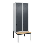 C+P Doppelstock-Spind Classic PLUS, Bank, 2 Abteile, 2120x800x815mm, 7035/7016 Verschluss Sicherheits-Drehriegel Sitzbanktyp untergebaut Material Sitzfläche Buche-Hartholz