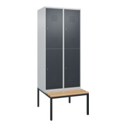 C+P Doppelstock-Spind Classic PLUS, Bank, 2 Abteile, 2120x800x815mm, 7035/7016 Verschluss Zylinderschloss Sitzbanktyp untergebaut Material Sitzfläche Buche-Hartholz
