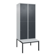 C+P Doppelstock-Spind Classic PLUS, Bank, 2 Abteile, 2120x800x815mm, 7035/7016 Verschluss Zylinderschloss Sitzbanktyp untergebaut Material Sitzfläche Kunststoff