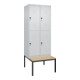 C+P Doppelstock-Spind Classic PLUS, Bank, 2 Abteile, 2120x800x815mm, 7035/7035 Verschluss Sicherheits-Drehriegel Sitzbanktyp untergebaut Material Sitzfläche Buche-Hartholz-1