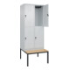 C+P Doppelstock-Spind Classic PLUS, Bank, 2 Abteile, 2120x800x815mm, 7035/7035 Verschluss Sicherheits-Drehriegel Sitzbanktyp untergebaut Material Sitzfläche Buche-Hartholz-2