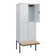 C+P Doppelstock-Spind Classic PLUS, Bank, 2 Abteile, 2120x800x815mm, 7035/7035 Verschluss Zylinderschloss Sitzbanktyp auskragend Material Sitzfläche Buche-Hartholz-1